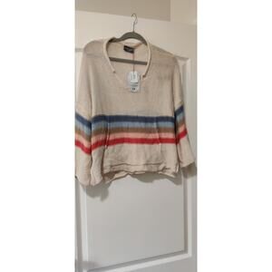 Wooden Ships Knit Striped Cropped Baja Sweater Top Sz S/M NWT Boho Coastal Beach